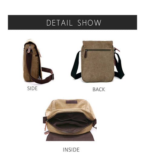 Fashion Solid Men Canvas Messenger Satchel Buckle Casual Portable Simple Shoulder Bag