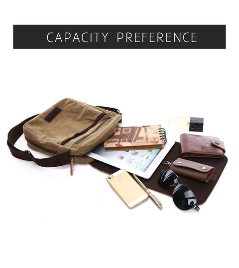 Fashion Solid Men Canvas Messenger Satchel Buckle Casual Portable Simple Shoulder Bag