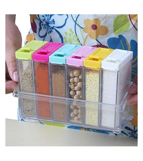 Kitchen Seasoning Bottles Boxes Jars 6Pcs/Set Plastic Spice Storage Organizer Box